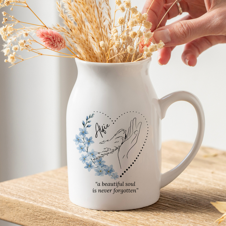 Personalised Dog Memorial Jug Vase – “A Beautiful Soul Is Never Forgotten”