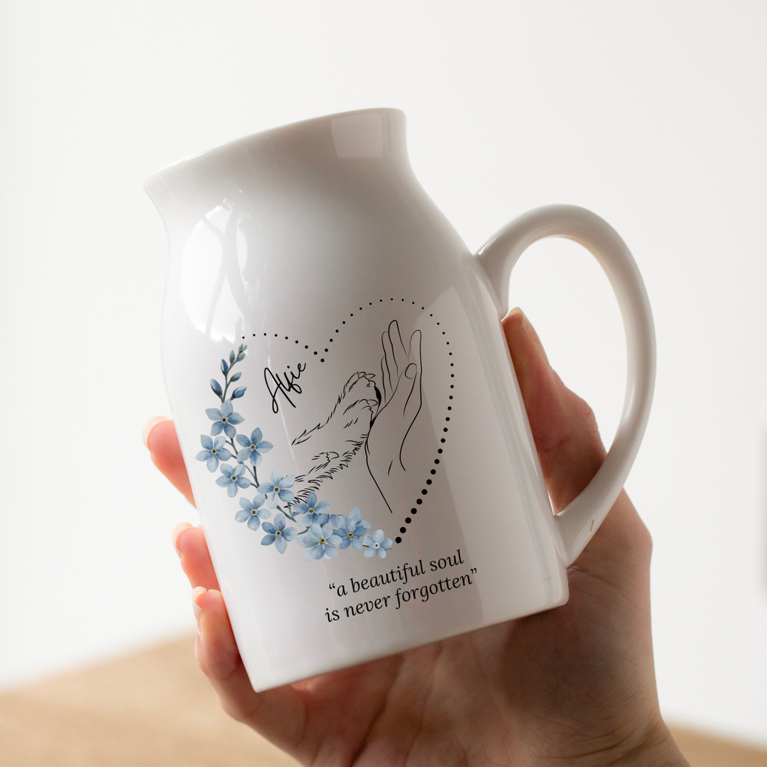 Personalised Dog Memorial Jug Vase – “A Beautiful Soul Is Never Forgotten”