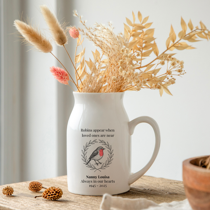 Personalised Vase - Robins Appear When Loved Ones are Near