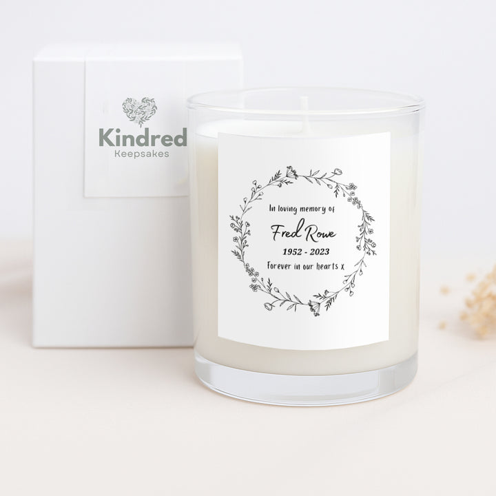 Personalised Wreath Memorial Candle