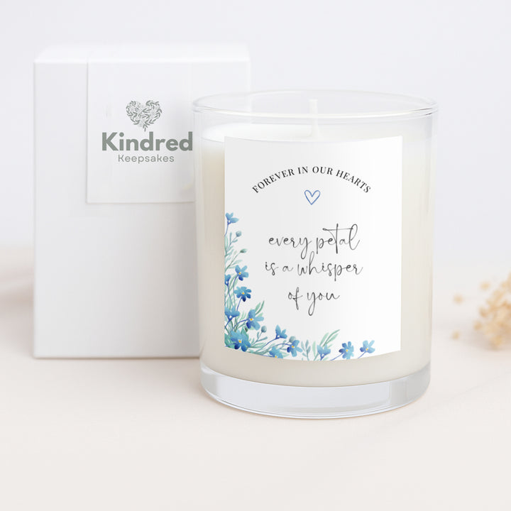 Memorial Candle Gift - Forget Me Not Flowers
