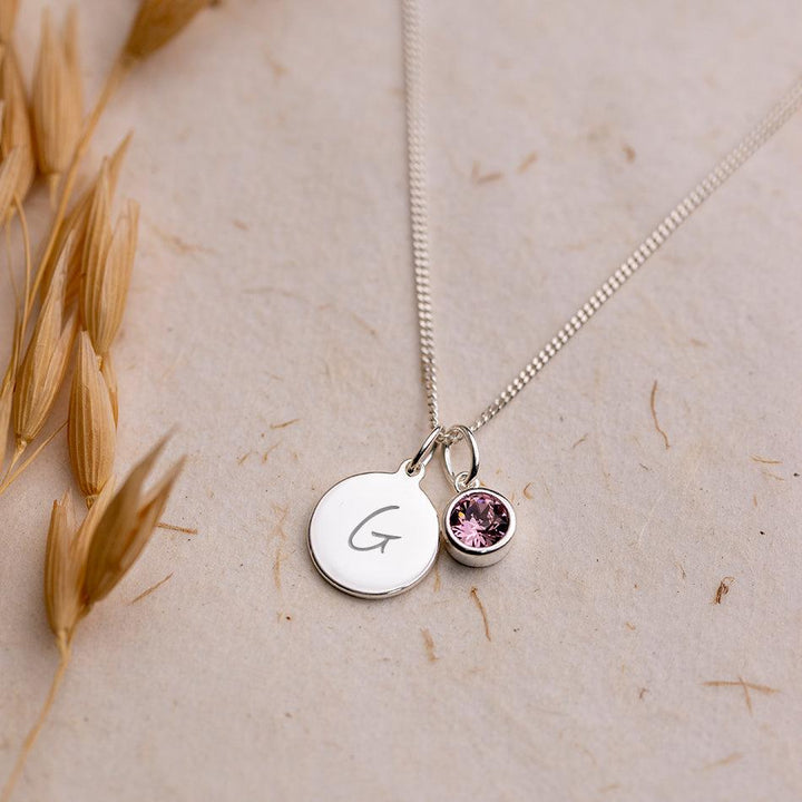 Engraved June Birthstone Necklace