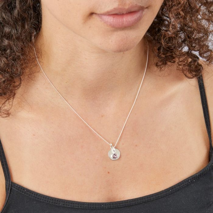 JUNE Rose Birthstone Necklace - Engraved Birth Flower