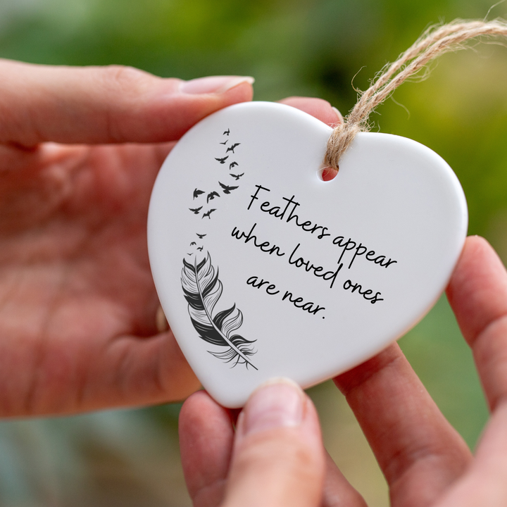 Heart Ceramic Keepsake - Feathers Appear When Loved Ones are Near